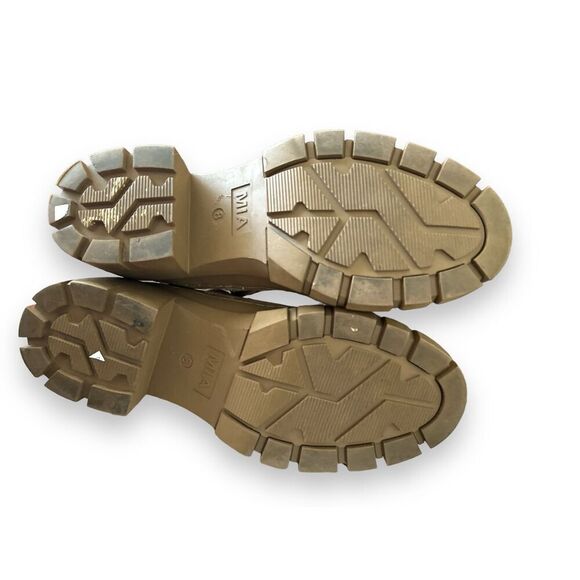 MIA sz 8 Women Chunky Brown Leather Stretchy Pull On Chelsea Lug Boots Fall Chic - Picture 7 of 9